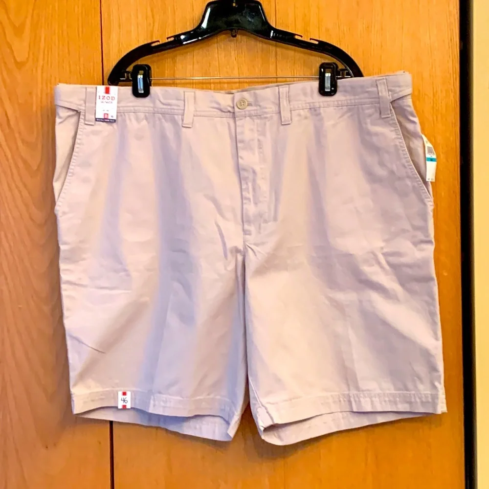 NEW Izod 46 saltwater cotton twill khaki chino shorts stretch comfort waist